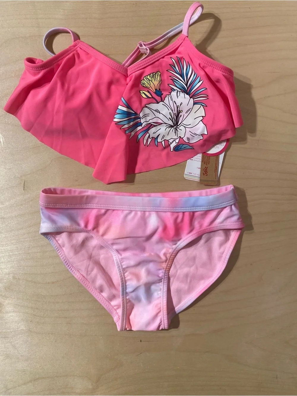 Justice Pink Girls Swim Set Top and Bottom 10 (RG)